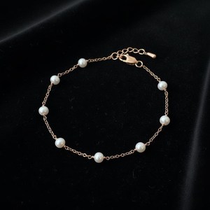 Dainty Pearl Bracelet 925 Sterling Silver 14K Gold Plated Freshwater Pearl Elegant Wedding Bridesmaid Jewelry - Product Image 5