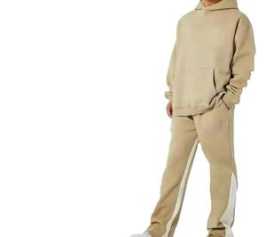 2025 OEM Custom Design Flared <b>Set</b> For Men Thick Fleece 100% Cotton Two Piece Hoodie And Flare <b>Sweat</b> Pants Suit Stacked Joggers - Product Image 6