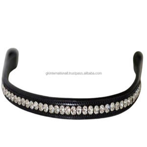 Banda de cejas de caballo de cuero Premium negro con forma de onda decorada con cristales transparentes blancos banda de cejas Bling de diamante de vidrio - Product Image 4