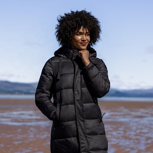 Chaqueta bomber larga con capucha para mujer, abrigo de invierno con bolsillos y cierre de cremallera, tejido aislante, gruesa, para exteriores - Product Image 6