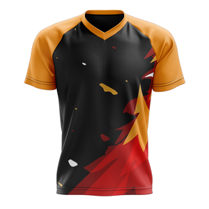 เสื้อยืดพิมพ์ลายแบบซับลิเมชั่น แห้งเร็ว ทรงหลวม คอวี สำหรับฟุตบอล กีฬา ออกกำลังกาย เสื้อครอป เสื้อยืดผู้ชาย - Product Image 3