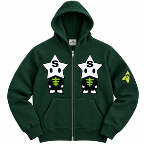 Sudadera con capucha de invierno azul para hombre, con logo personalizado, de gran tamaño, con cremallera completa, de felpa francesa gruesa, estilo urbano - Product Image 3