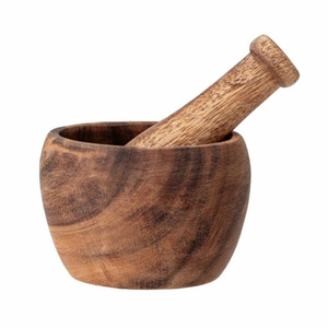 Natural Wood Mortar and Pestle Set Large Wooden <b>Herb</b> Crusher and Spice <b>Grinder</b> Bowl Kitchen Garlic Smasher for Hot Sale - Product Image 5