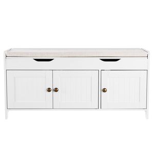 Panca Portascarpe Stile Antico con Contenitore Sollevabile 41.3 X 13.8 X 19.8 Pollici, Panca da Ingresso con Portascarpe da 250 libbre e 3 Armadietti con Capacità di 350 libbre - Product Image 1