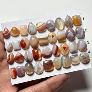 Piedras preciosas sueltas de ágata natural de Botsuana, con reverso plano, de formas y tamaños mixtos, para la fabricación de joyas, cabujón. - Product Image 4