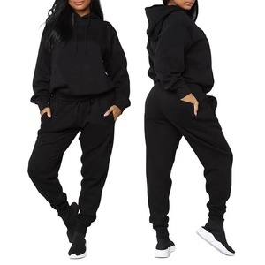 Conjuntos Deportivos Casuales de Invierno para Mujer, Diseño Personalizado con MOQ Bajo, Uso en Exteriores, Color Sólido, Lona Lisa, 100% Algodón, Conjunto de 2 Piezas - Product Image 5