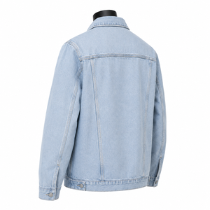 Chaqueta de Mezclilla Azul Claro Lavada Personalizada para Hombre, Chaqueta Vaquera Clásica Estilo Trucker, Ropa Casual Urbana, Fabricante OEM ODM - Product Image 4