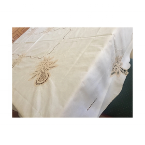 Center Border Fine Embroidered Table Cloth 60x104 Inches 210 GSM 100% Cotton GOTS Certified India Artisan OEM Ready Export <b>Linen</b> - Product Image 1