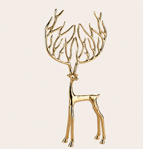 Wholesale Nordic Style Gold Metal <b>Christmas</b> Reindeer Figurine Minimalist Abstract Antler Sculpture For Festive Holiday Decor - Product Image 5