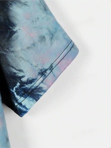 Women <b>Polo</b> Shirt Tie Dye Short Sleeve T-Shirt Women's Casual <b>Top</b> Cotton Knitted Breathable Regular Length Pink Blue <b>Black</b> Patte - Product Image 5