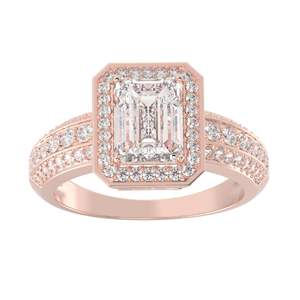 Bague de fiançailles et de mariage pour femme RITZIN en or jaune massif 14 carats avec moissanite, design élégant pour cadeau de Noël - Product Image 4