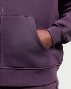 Sudadera con capucha y cremallera para hombre, color morado, de gran tamaño, de algodón grueso, de alta calidad, estilo casual y urbano. - Product Image 3
