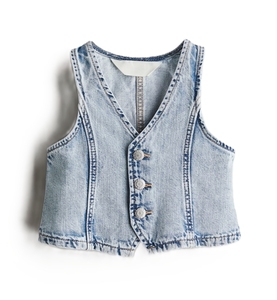 Chaleco de mezclilla sin mangas personalizable para niñas, ropa exterior informal de algodón transpirable de alta calidad. - Product Image 4