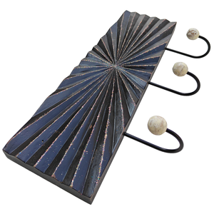 Smart Art Wood Carving <b>Key</b> Rack Organizer Black Painted Handmade <b>Wall</b> Mounted <b>Key</b> Hanger Clothing Storage 3 <b>Hook</b> Engineered Wood - Product Image 6