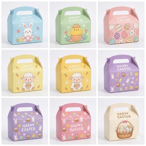 Custom Holiday Party Easter Gift Giving Gable Packaging Boxes with Handle - Product Image 3