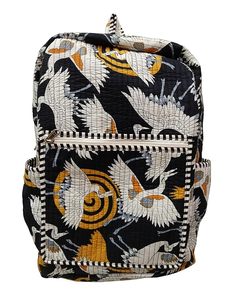 Cotton Quilted Unisex <b>Backpack</b> Hand Block Floral Printed Design Stylish Eco-Friendly Bag for School Travel and Everyday Advent - Product Image 3