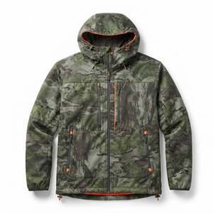 Veste de chasse réversible orange vif avec côté camouflage, vêtements de terrain pour l'extérieur, à capuche, tissu léger résistant aux intempéries - Product Image 1