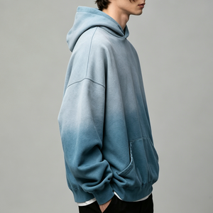 เสื้อฮู้ดแฟชั่นผู้ชาย ลายไล่สี ผ้าฟลีซหนานุ่ม สวมหัว ทรงโอเวอร์ไซส์ สไตล์สตรีทแวร์ลำลอง เสื้อผ้าขายปลีก จัดส่งแบบ DDP - Product Image 3