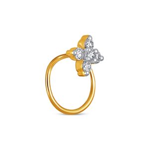 GLEAMORA ENTERPRISE Flower Shape Brilliant Cut Lab Grown Diamond <b>Nose</b> Pin 14K Yellow <b>Gold</b> Plated Luxury <b>Stud</b> Women's Model - Product Image 2