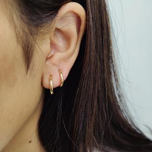Pendientes de Aro Pequeños de Oro Sólido de 14K, Aros Minimalistas Lisos de 13mm, Joyería de Oro Real para Uso Diario, Regalos y Fiestas - Product Image 2