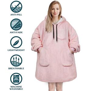 En gros, Plaid TV à capuche portable surdimensionné en sherpa, personnalisé, grande taille, style sweat-shirt, pour la maison et les pyjamas décontractés - Product Image 6