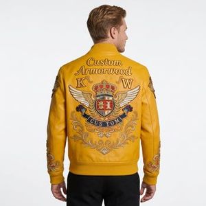 Custom Men's Windproof Eco-Friendly Heated PU Leather Varsity Jacket with Zipper Closure and Plain Embroidery Design - Product Image 2