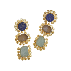 Pendientes de Piedras Múltiples de Lapislázuli y Cuarzo Ahumado Chapados en Oro, Joyería Semipreciosa de Boutique para Mujer - Product Image 5