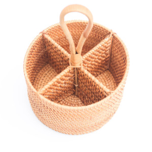 Cesta Redonda de Mimbre Tejido de Primera Calidad con Compartimentos Divididos – Accesorio Ecológico para Mesa de Comedor - Product Image 4