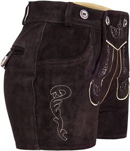 Venta al por mayor de alta calidad personalizado Vintage marrón Kurz Lederhose traje corto de cuero real con técnicas bordadas - Product Image 4