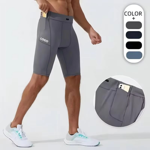 Shorts de sport pour homme à logo personnalisé, haute élasticité, compression, respirants, tricotés, séchage rapide, entraînement, course à pied - Product Image 5
