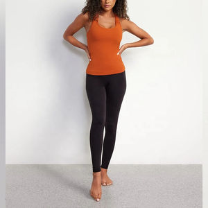 Camisetas deportivas personalizadas con logo naranja, clásicas, ajustadas, sin mangas, sexys, para mujer, de alta calidad. - Product Image 2