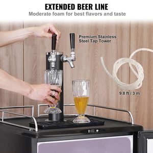 Dispenser Kegerator per Birra alla Spina a Doppio Rubinetto con Cilindro CO2, Vassoio Raccogligocce e Controllo Temperatura da 32F a 75.2F - Product Image 5