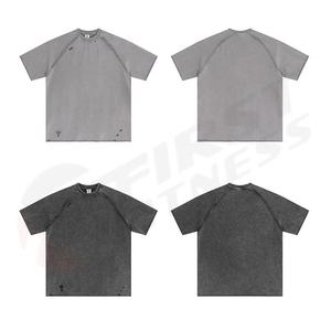 T-shirts pour hommes à manches courtes, col en V, coupe classique, en tissu satiné 100% coton, imprimé avec un motif personnalisé, 280 g/m² - Product Image 5