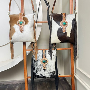 Estilo superior Venta caliente de moda de gran capacidad de lujo a mano de cuero genuino bandolera con flecos bolsos de hombro de piel de vaca occidental - Product Image 4