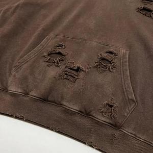 Latest Design Custom Streetwear <b>Hoodie</b> No <b>String</b> Fleece Blank Vintage Double Layer Acid Wash Sun Faded Distressed 100% Cotton - Product Image 4