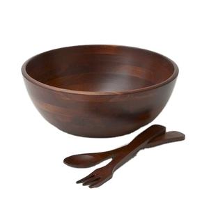 ชุดชามเสิร์ฟไม้ขัดเงาสีวอลนัท สำหรับใช้ในบ้าน ห้องครัว โต๊ะอาหาร ทำด้วยมือ สไตล์โมเดิร์น ทนทาน พร้อมช้อนส้อม - Product Image 1