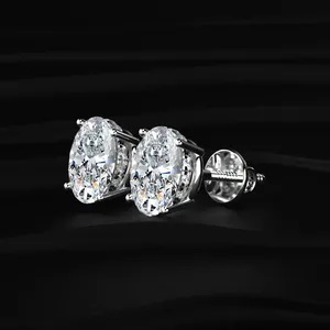 Pendientes de Diamante Ovalados con Halo Oculto, Diamantes Cultivados en Laboratorio, Pendientes Modernos, Joyería Premium, Pendientes Minimalistas - Product Image 4