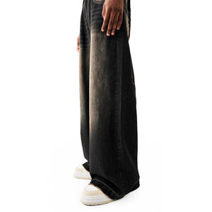 Vaqueros Baggy Rectos Personalizados de Estilo Urbano para Hombre, Vaqueros de Mezclilla de Algodón Oscuro Desgastado, Pantalones Vaqueros Vintage de Moda para Hombre - Product Image 5
