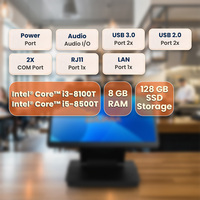 15.6-дюймовый FHD 1920x1080 терминал для супермаркетов с дисплеем I3/I5 Windows 9H PCAP, 8 ГБ ОЗУ, сменный 128 ГБ SSD, кассовое система-устройство