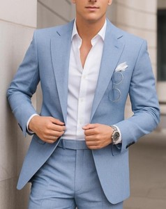 Blazer de costume pour homme, coupe ajustée, anti-plis, respirant, anti-boulochage, personnalisé, pour entreprise, en polyester/coton, à revers crantés, direct usine - Product Image 4