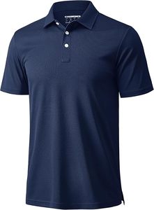 Men's Navy Blue Short Sleeve Knitted Polo Shirt Classic <b>3</b> Button Collar Solid Color Casual Breathable Design - Product Image 4