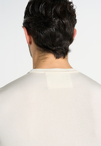 T-shirt en coton tricoté à manches courtes et col rond pour homme, coupe ajustée, couleur unie, décontracté, respirant, blanc - Product Image 4