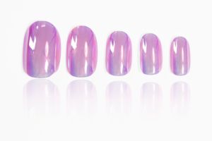 Uñas postizas iridiscentes brillantes con forma de almendra, nuevas, de fábrica OEM ODM, personalizadas, holográficas, rosas, a presión. - Product Image 4