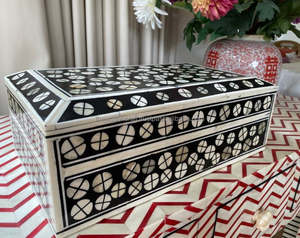 Bone Inlay Resin Handmade Polished Jewelry Packaging <b>Box</b> by Artisan Craft for <b>Gifting</b> Necklaces Rings <b>Earrings</b> - Product Image 1