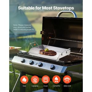 Piastra Rettangolare Portatile 18x16 in Acciaio Inox per Barbecue a Gas, Griglia Teppanyaki per Campeggio - Product Image 3