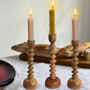 Portavelas de Madera Hecho a Mano, Soporte para Velas de Pilar, Decoración Rústica para el Hogar, Centro de Mesa - Product Image 2