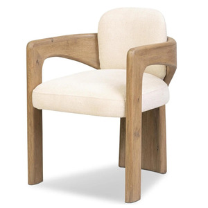 Chaise de salle à manger rembourrée moderne avec pieds en bois massif, fauteuil à dossier haut en velours pour salle à manger ou hôtel - Product Image 2