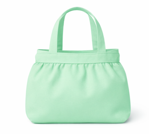 Bolsa de Lona Mini Verde Menta con Logotipo Personalizado, Bolsa de Almacenamiento con Asa de Lazo Blanco para Compras de Bebé, Tamaño Mediano, Uso Diario - Product Image 2