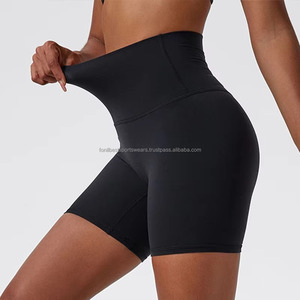 Shorts de Yoga de Cintura Alta, Color Sólido, Control de Abdomen, Ropa Deportiva para Mujer, Diseño Personalizado, Transpirable, Sin Costuras, Spandex/Nailon - Product Image 4