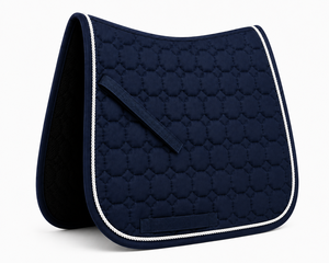 Wholesale Navy Blue Quilted Foam Horse Saddle Pad Dressage <b>Equestrian</b> Riding Shock Absorbing White Rope Trim Breathable Custom - Product Image 1